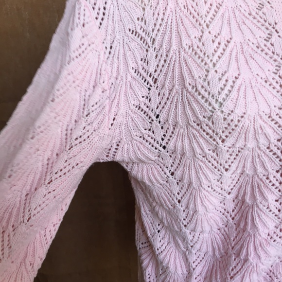 Vintage Cuddle Knits Baby Pink Shell Pattern Relaxed Fit Cardigan Sweater M L - Picture 5 of 10